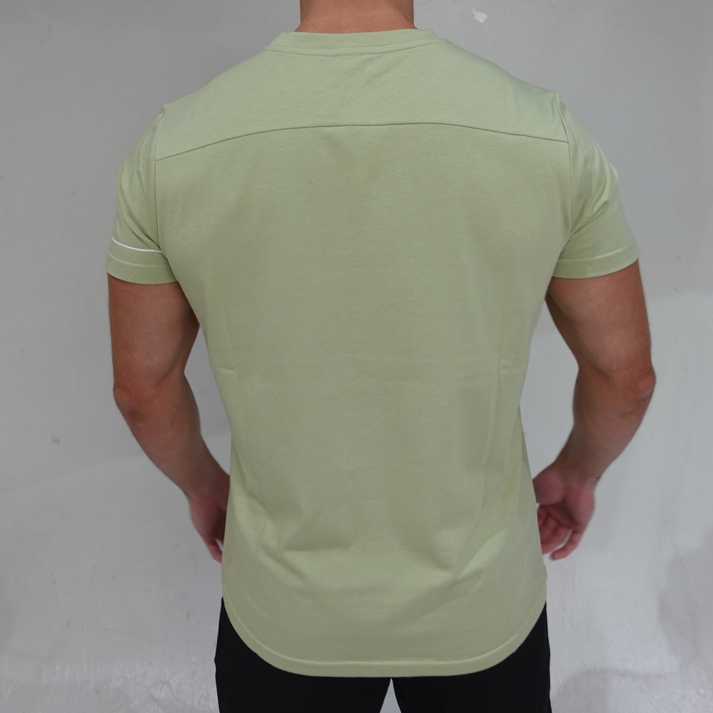 All Day Root Tee in matcha green, short-sleeve casual t-shirt, back view, JETTIES