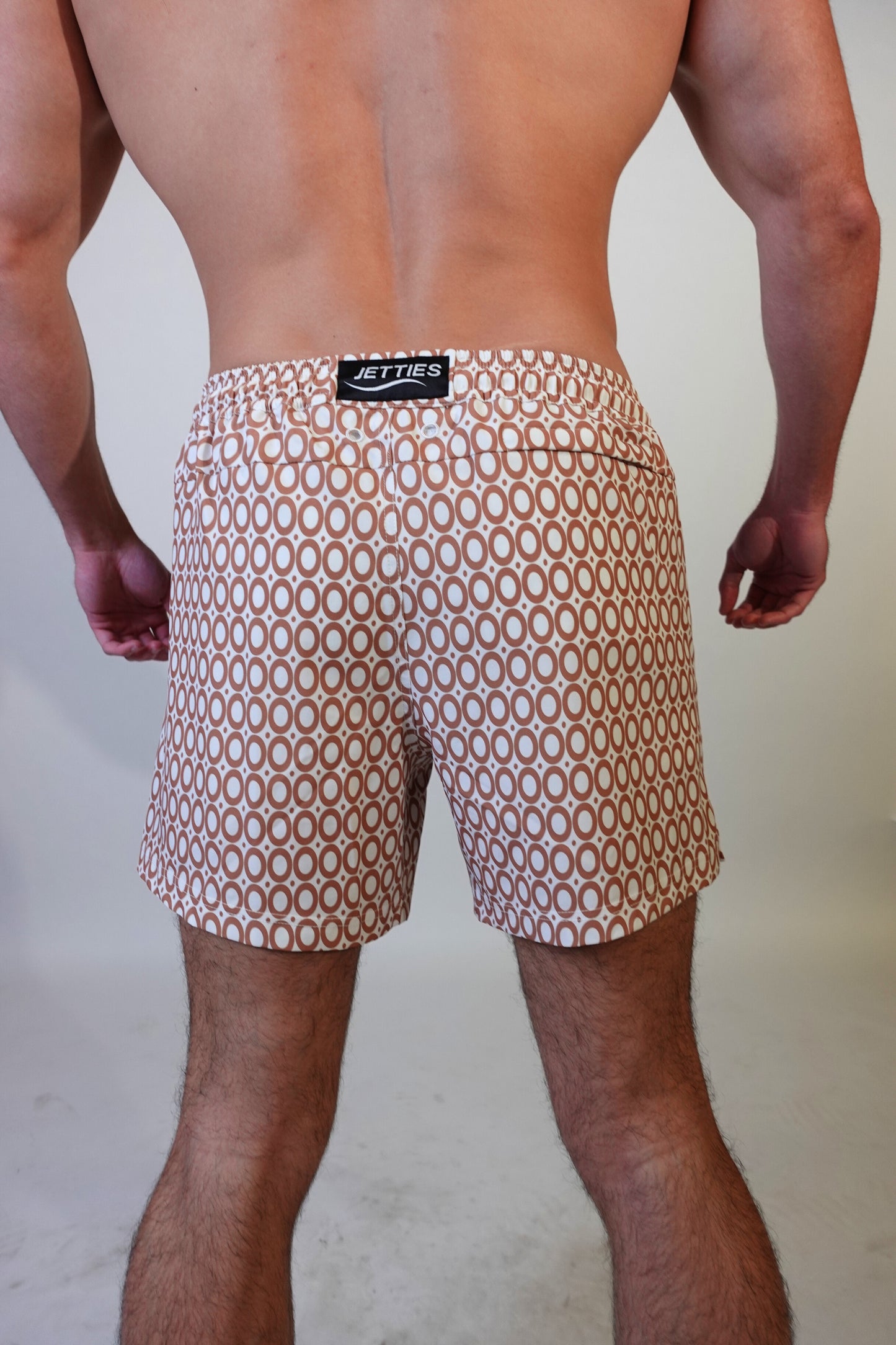 5 inch - Echo Pattern - Caramel - Swim Short Back View