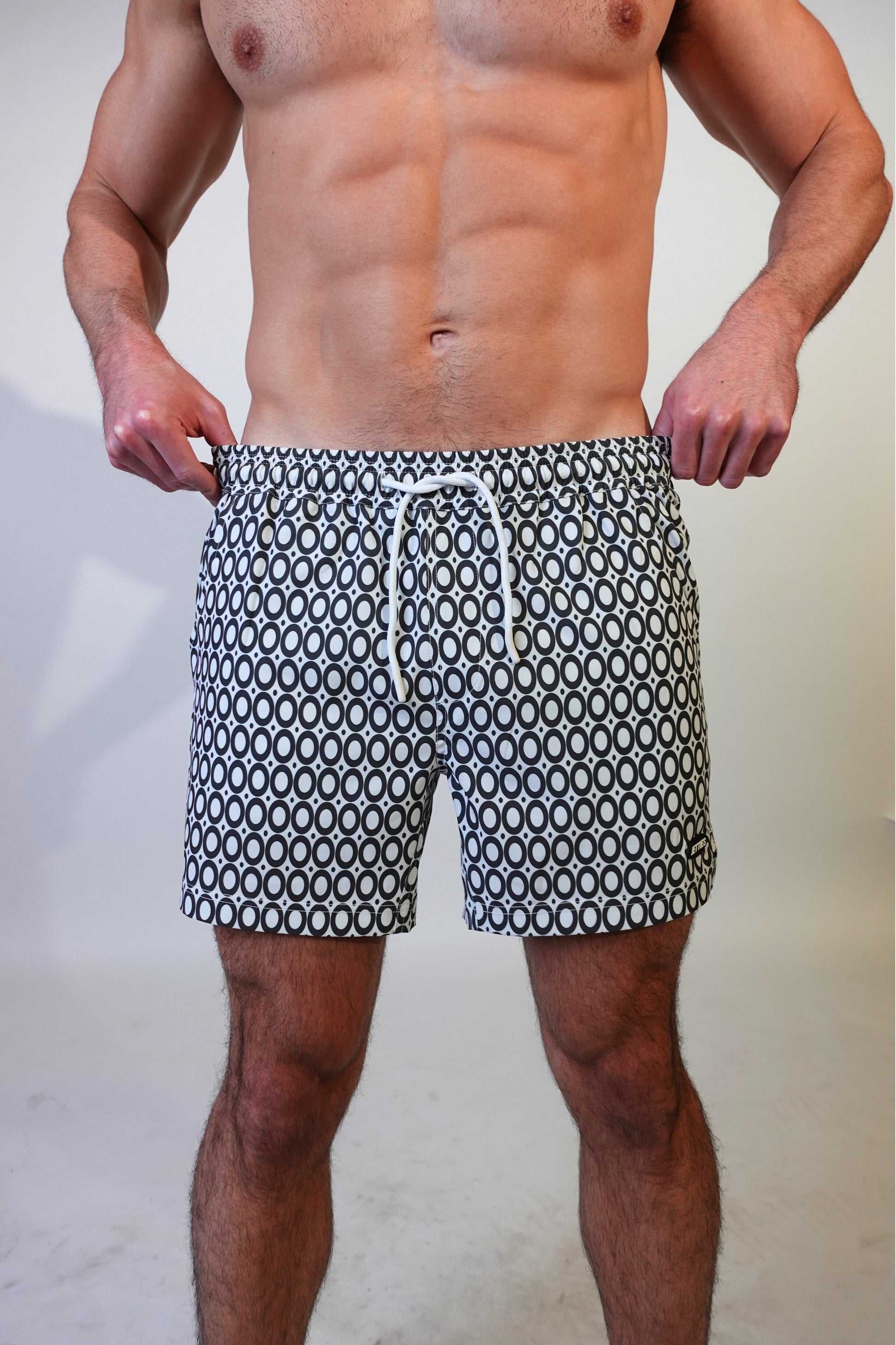 5 inch - Echo Pattern - Charcoal - Swim Short Front View