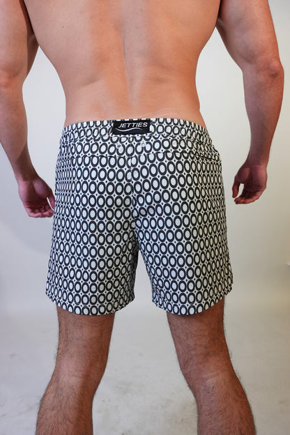 5 inch - Echo Pattern - Charcoal - Swim Short Back View