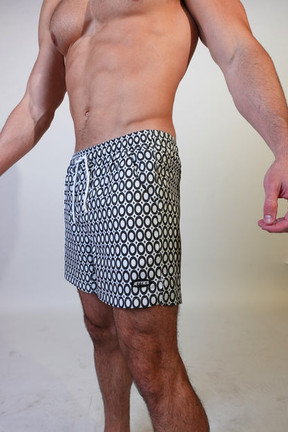 5 inch - Echo Pattern - Charcoal - Swim Short Side View