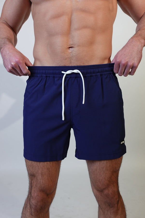 5 inch - Navy Swim Short Front View