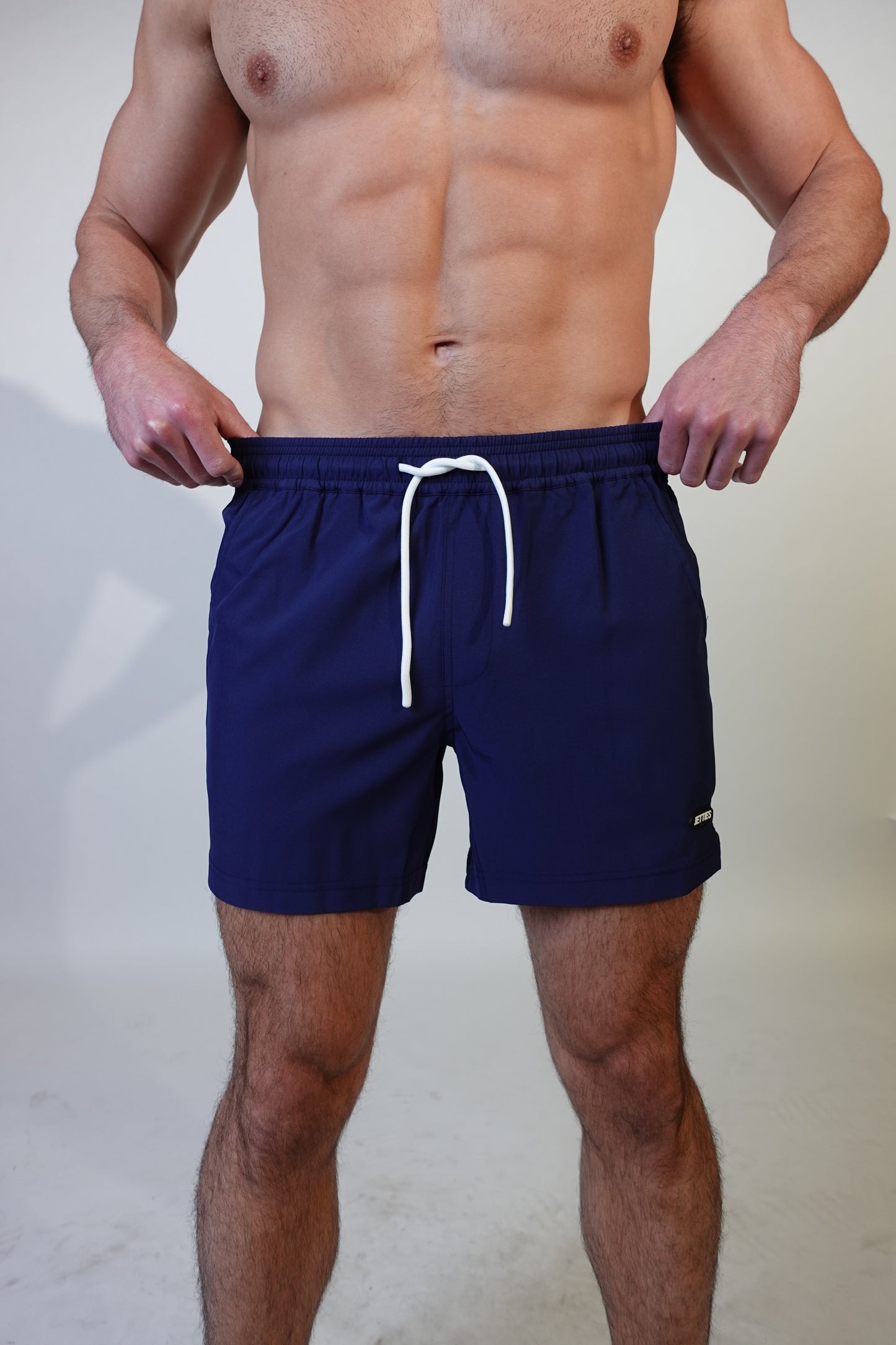 5 inch - Navy Swim Short Front View