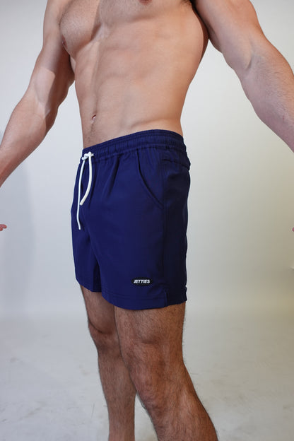 5 inch - Navy Swim Short Side View