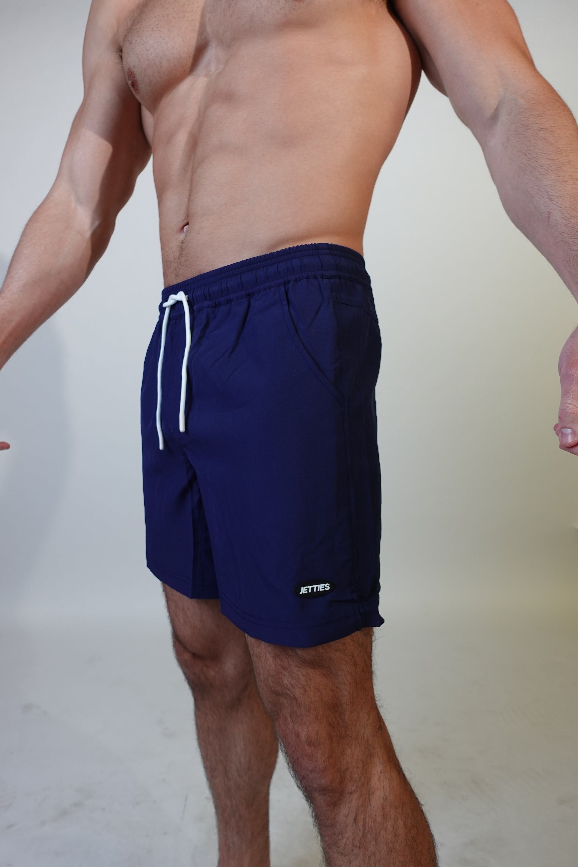 7 inch - Navy Swim Short Side View