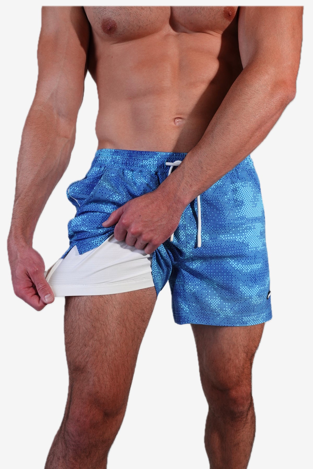 5 inch - Blue Camo Digital Pattern Swim Trunks liner View
