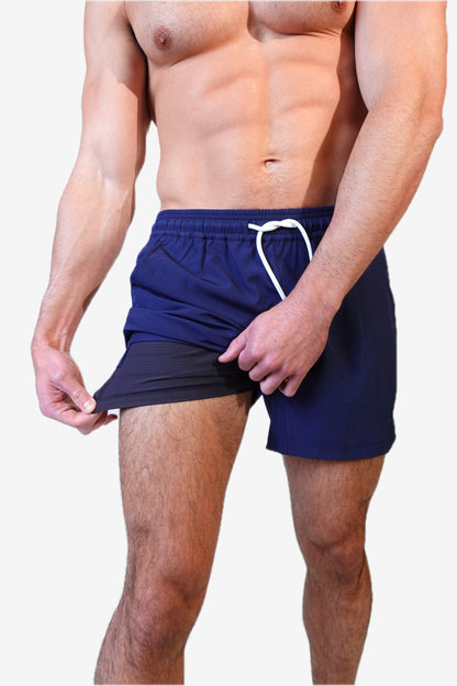 5 inch - Solid Navy Swim Trunks Liner View