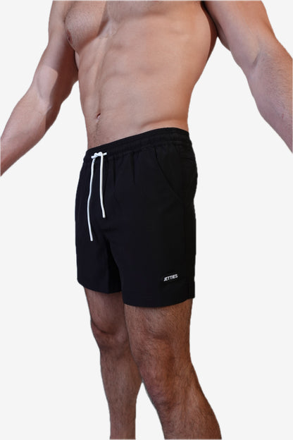 5 inch - Solid Lavender Swim Trunks Side Logo View