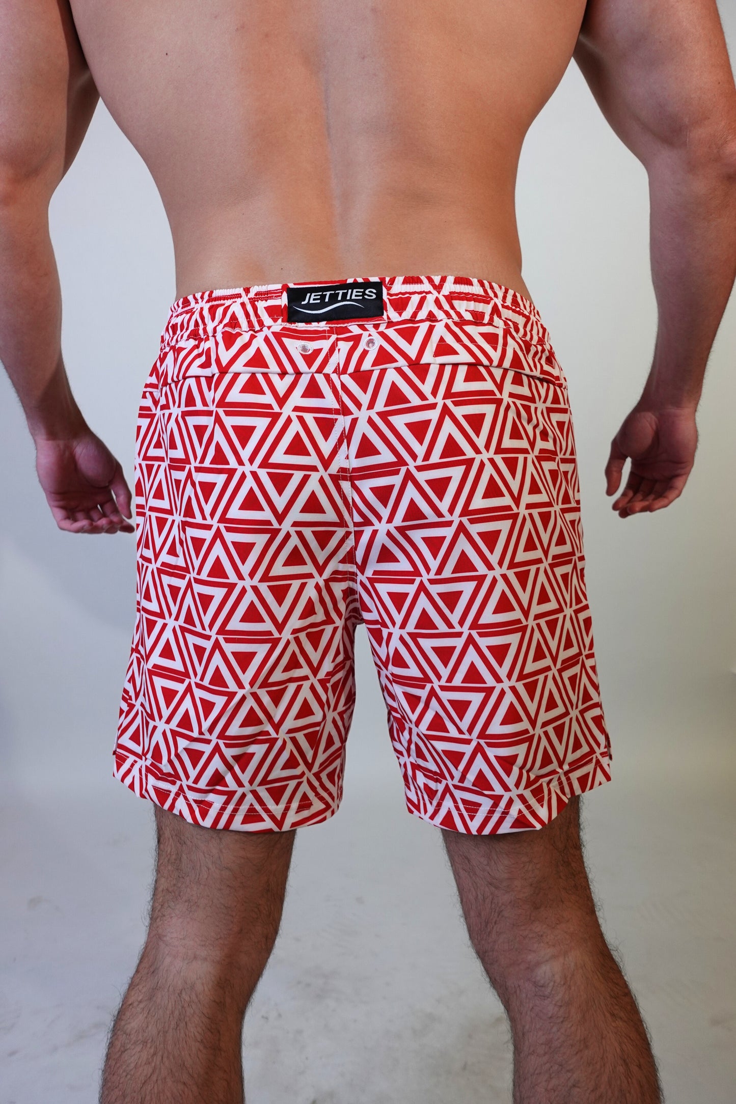 7 inch - Delta Pattern - Red - Swim Short Back View
