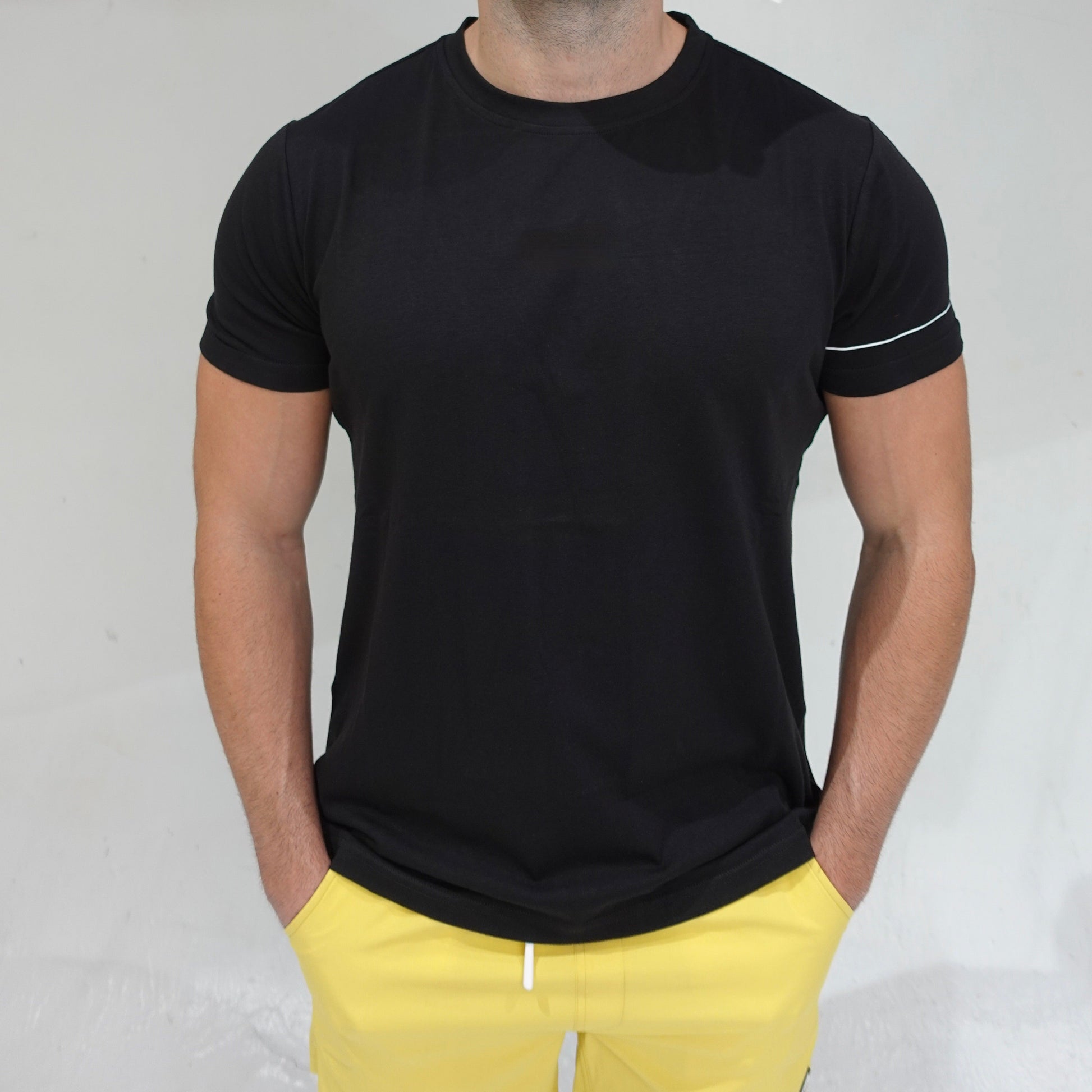All Day Root Tee in black, short-sleeve casual t-shirt, front view 2, JETTIES
