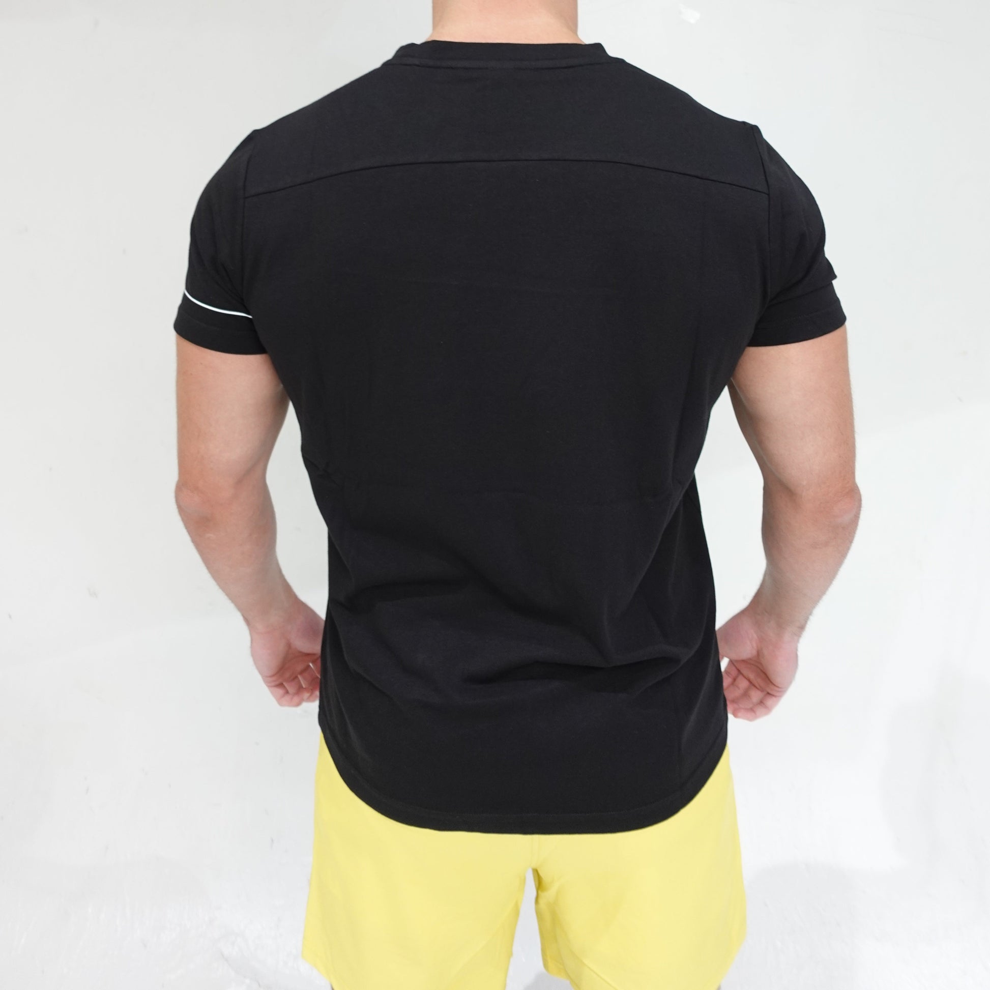 All Day Root Tee in black, short-sleeve casual t-shirt, back view, JETTIES