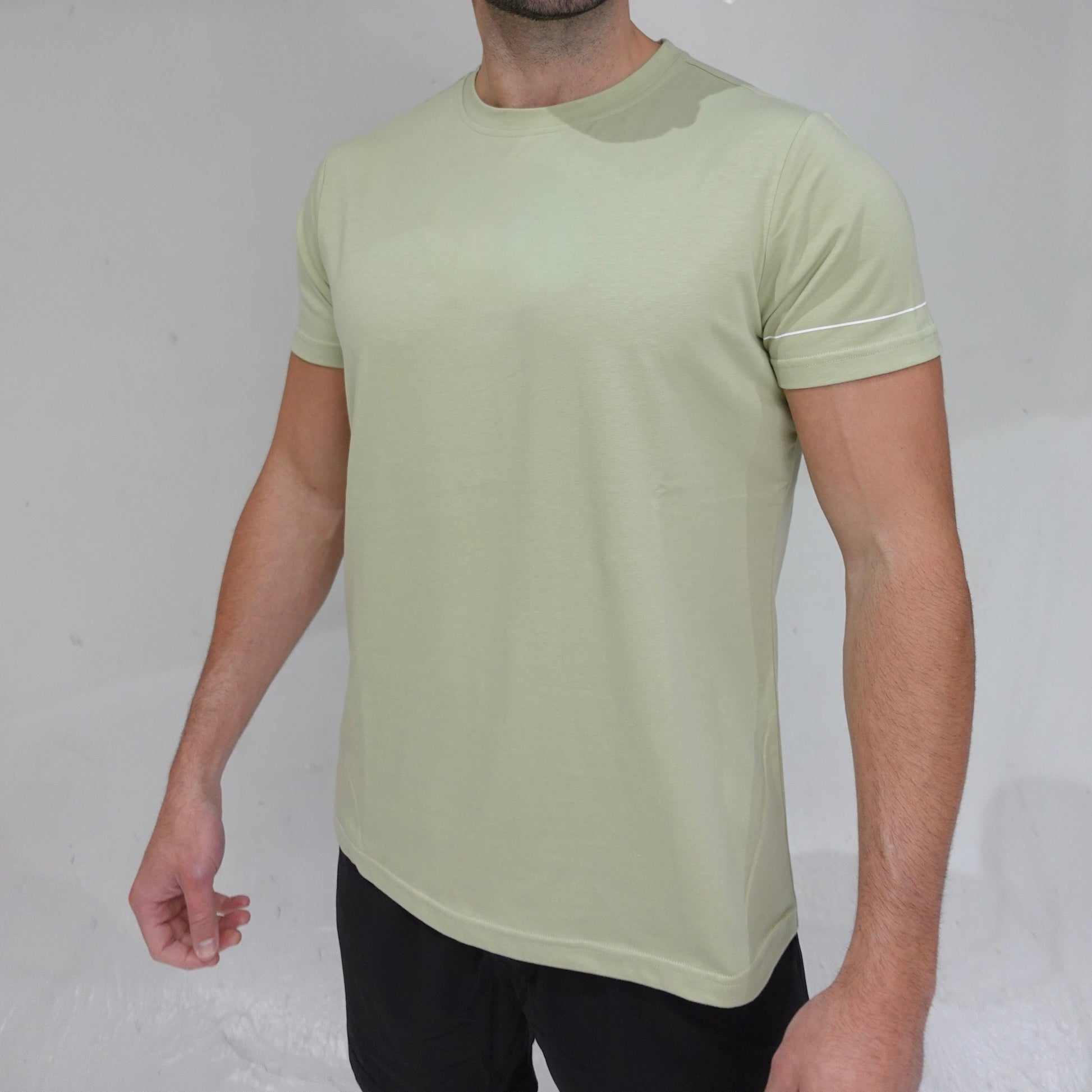 All Day Root Tee in matcha green, short-sleeve casual t-shirt, side view, JETTIES