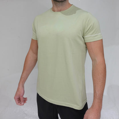 All Day Root Tee in matcha green, short-sleeve casual t-shirt, side view, JETTIES